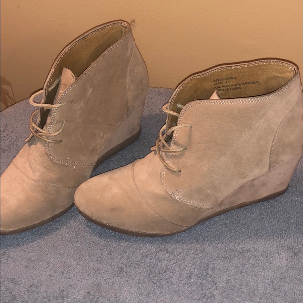 Tan Suede Wedges
